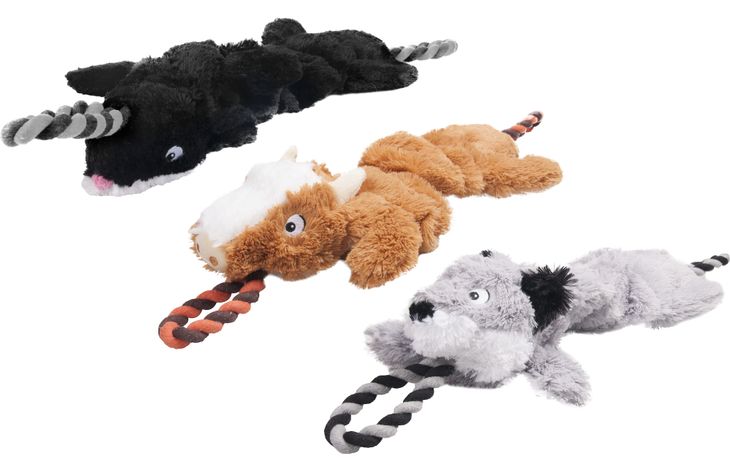 Flamingo Toy Wassim Skunk & Cow & Fox with rope Multiple colours