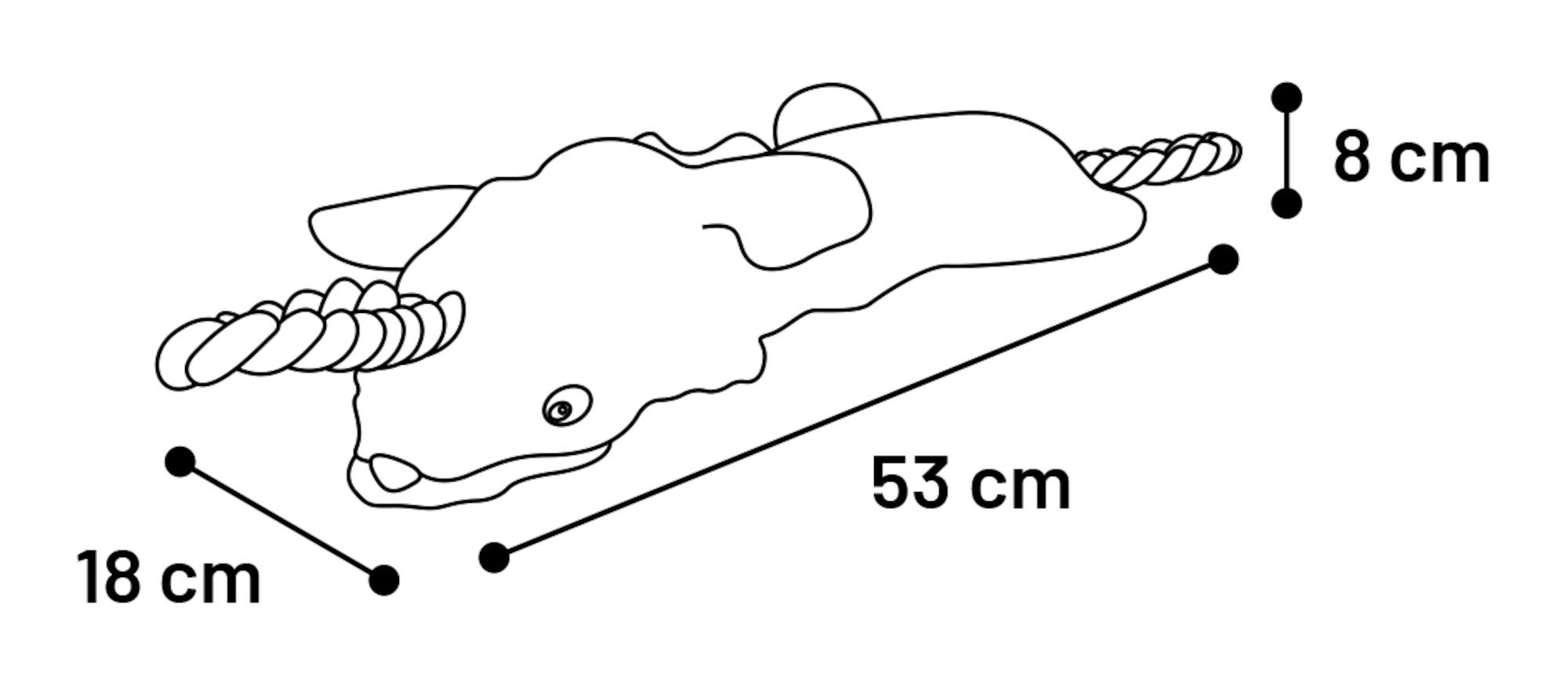 Flamingo Toy Wassim Skunk & Cow & Fox with rope Multiple colours
