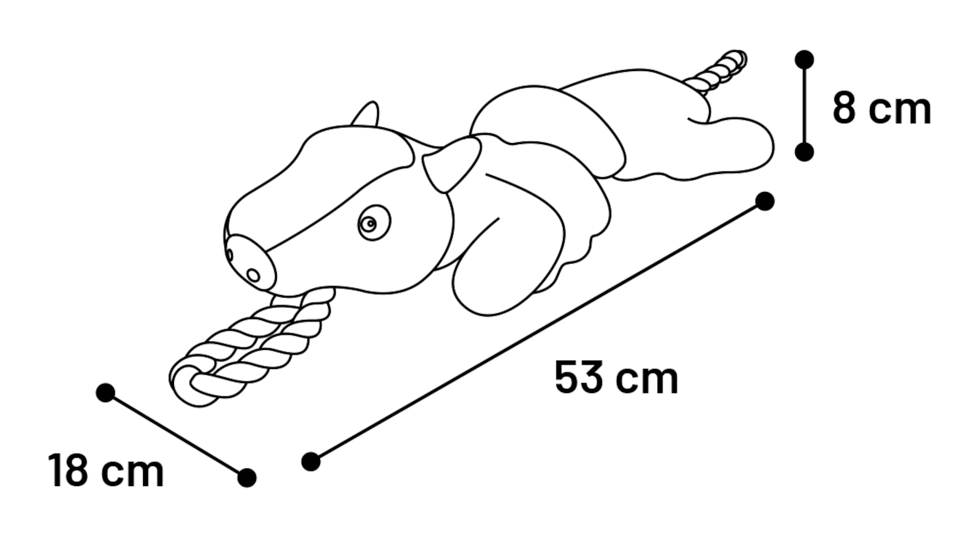 Flamingo Toy Wassim Skunk & Cow & Fox with rope Multiple colours