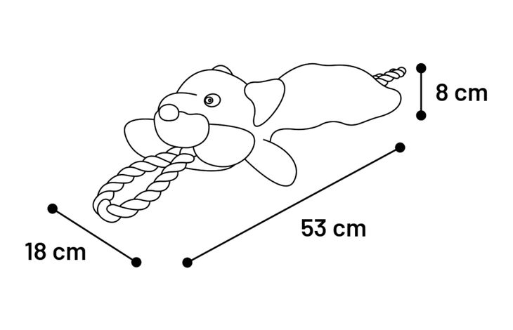 Flamingo Toy Wassim Skunk & Cow & Fox with rope Multiple colours