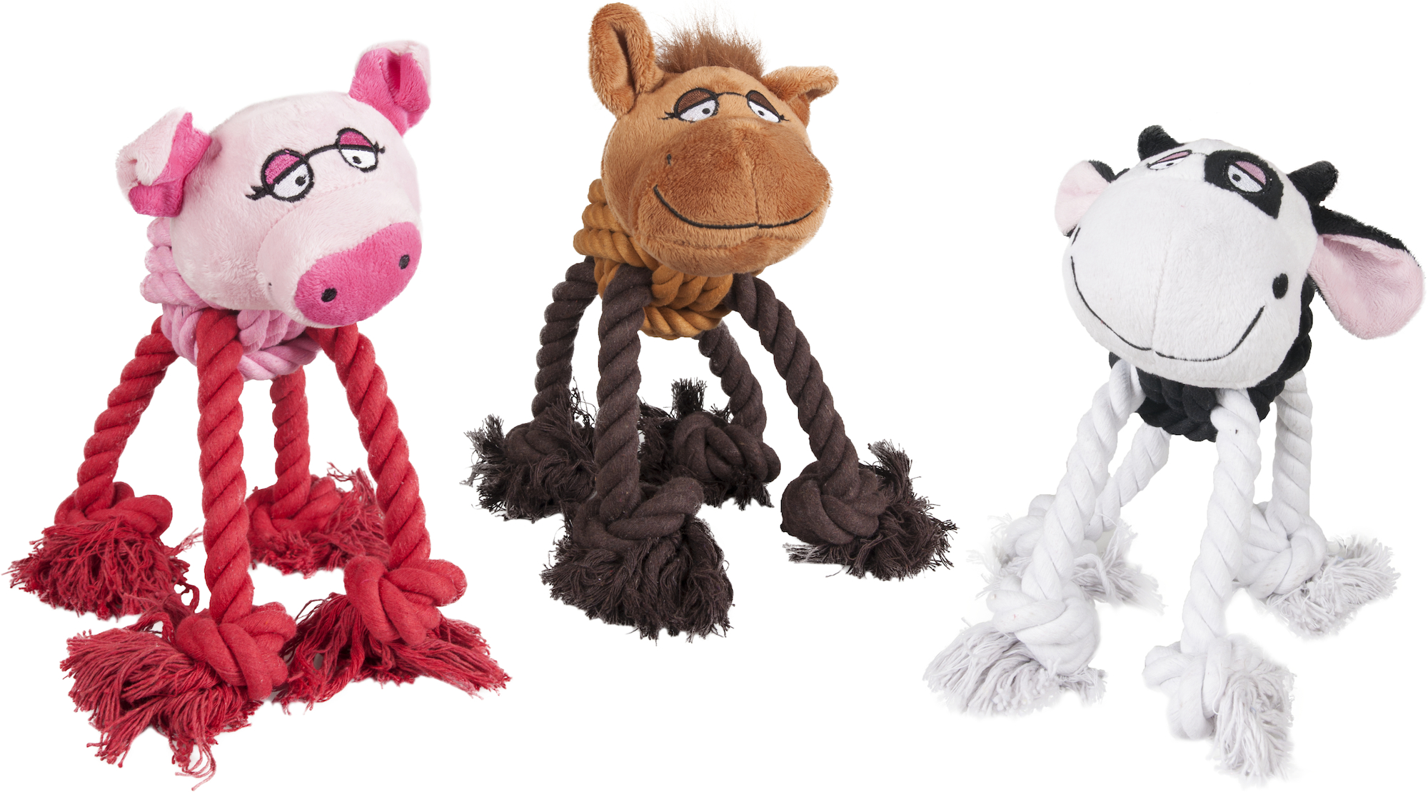 Flamingo Toy Wietse Cow & Pig & Horse with rope Multiple colours