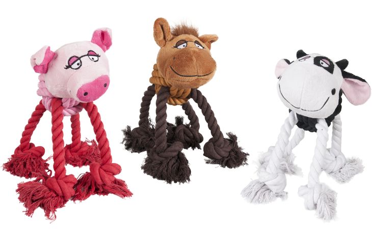Flamingo Toy Wietse Cow & Pig & Horse with rope Multiple colours