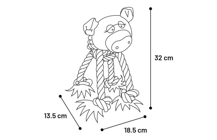 Flamingo Toy Wietse Cow & Pig & Horse with rope Multiple colours