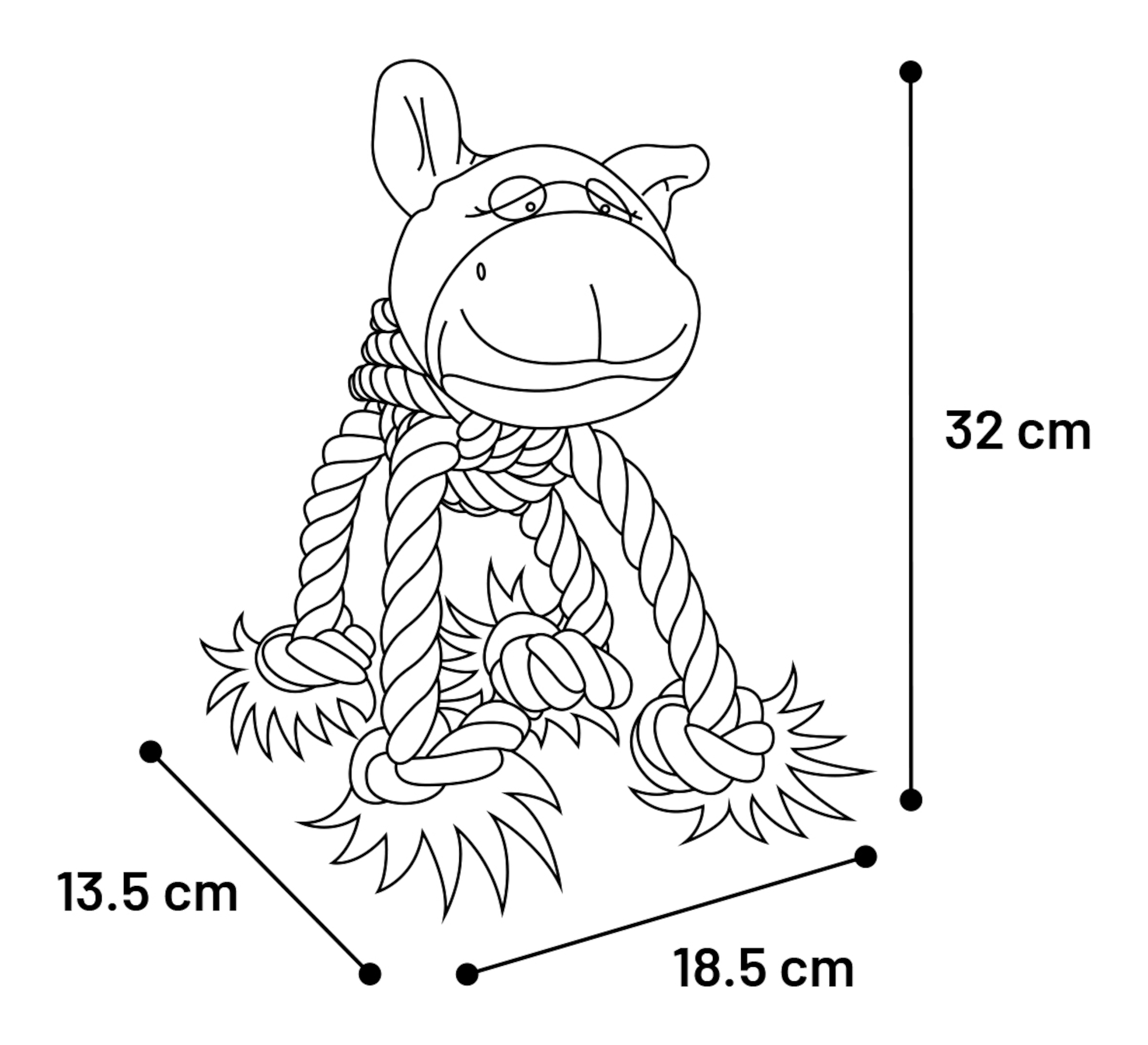 Flamingo Toy Wietse Cow & Pig & Horse with rope Multiple colours