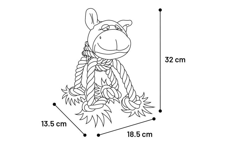 Flamingo Toy Wietse Cow & Pig & Horse with rope Multiple colours