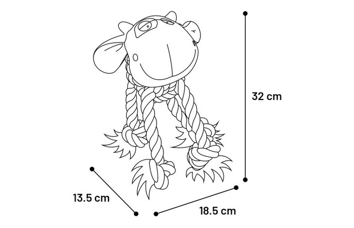 Flamingo Toy Wietse Cow & Pig & Horse with rope Multiple colours