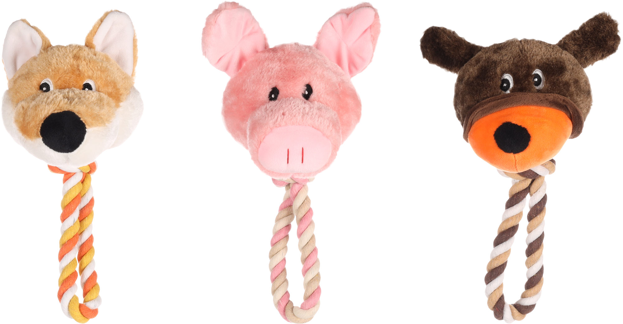 Flamingo Toy Willemina Fox & Pig & Bear with rope Multiple colours