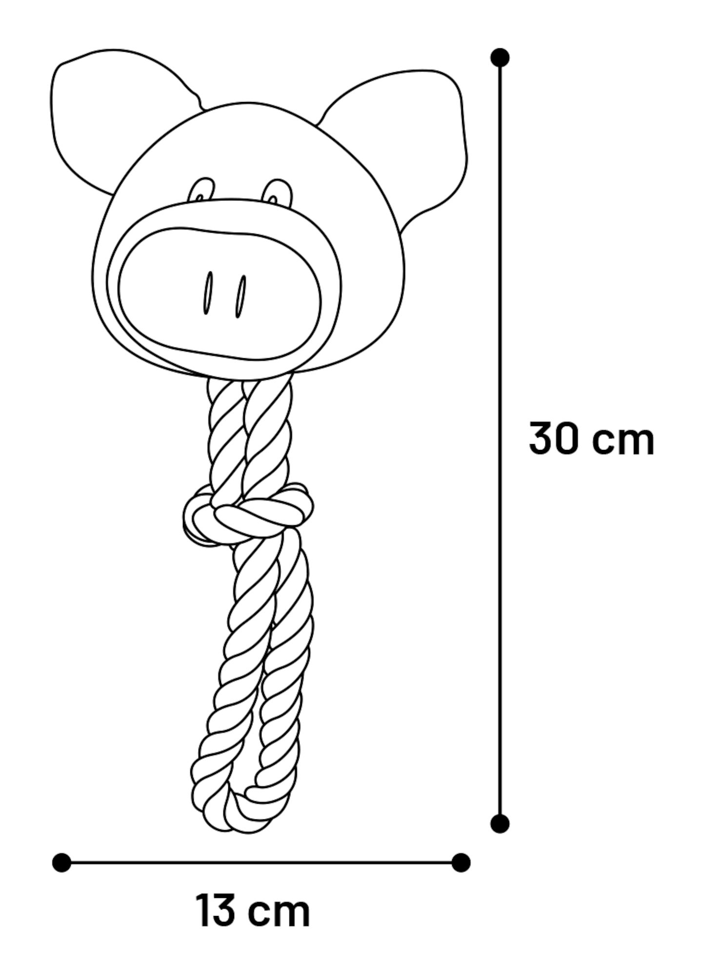 Flamingo Toy Willemina Fox & Pig & Bear with rope Multiple colours