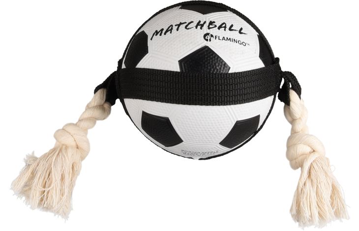 Jouet Matchball Ballon de football avec corde Blanc & Noir, 5345415