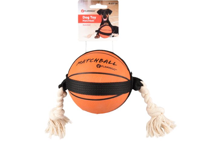 Flamingo Speelgoed Matchball Basketbal met touw Oranje