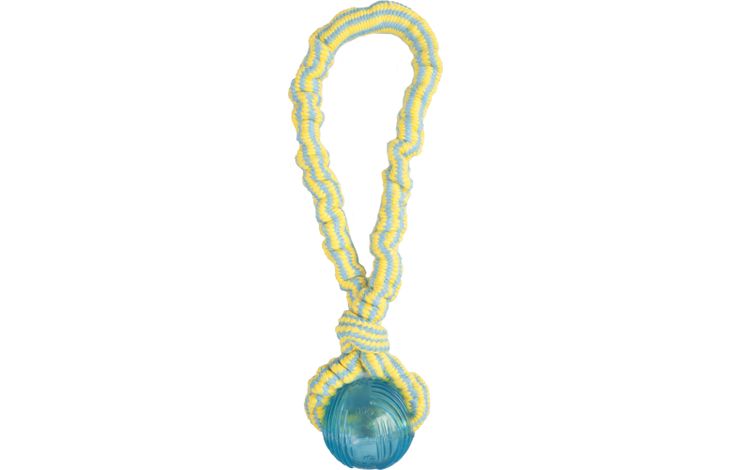 Flamingo Toy Walter Tug rope with ball Light blue & Yellow