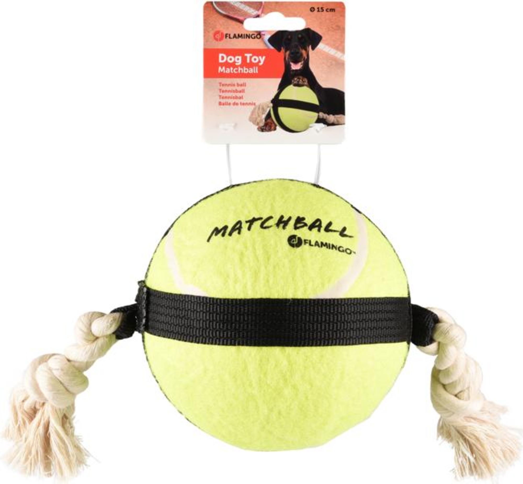 Flamingo Toy Matchball Tennis ball with rope Yellow