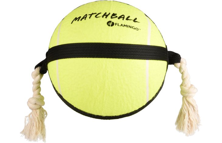 Flamingo Speelgoed Matchball Tennisbal met touw Geel