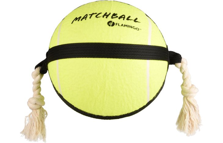 Flamingo Spielzeug Matchball Tennisball mit Seil Gelb