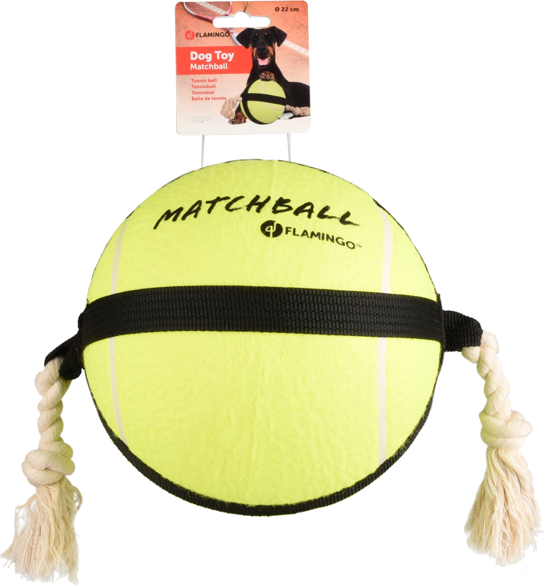 Flamingo Toy Matchball Tennis ball with rope Yellow