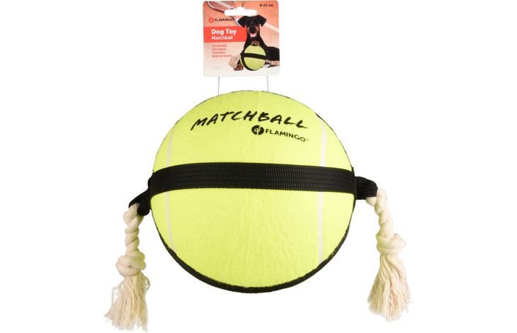 Flamingo Speelgoed Matchball Tennisbal met touw Geel