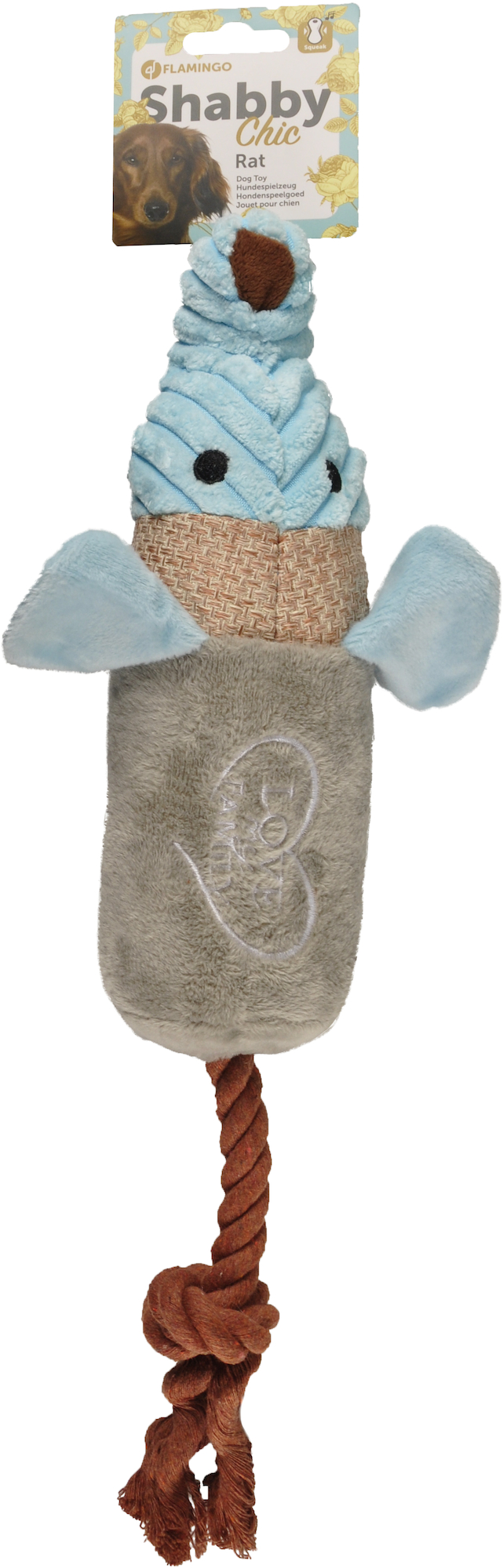 Flamingo Toy Shabby Chic Rat with rope Mix