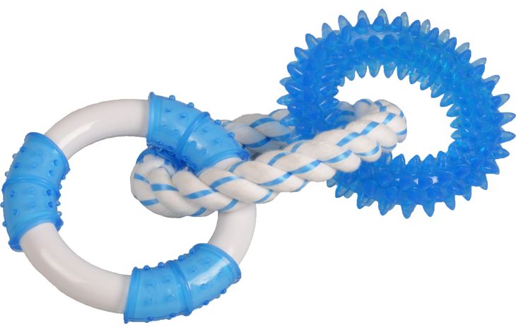 Flamingo Toy Canine Clean Denta toy Ring with rope with mint flavour