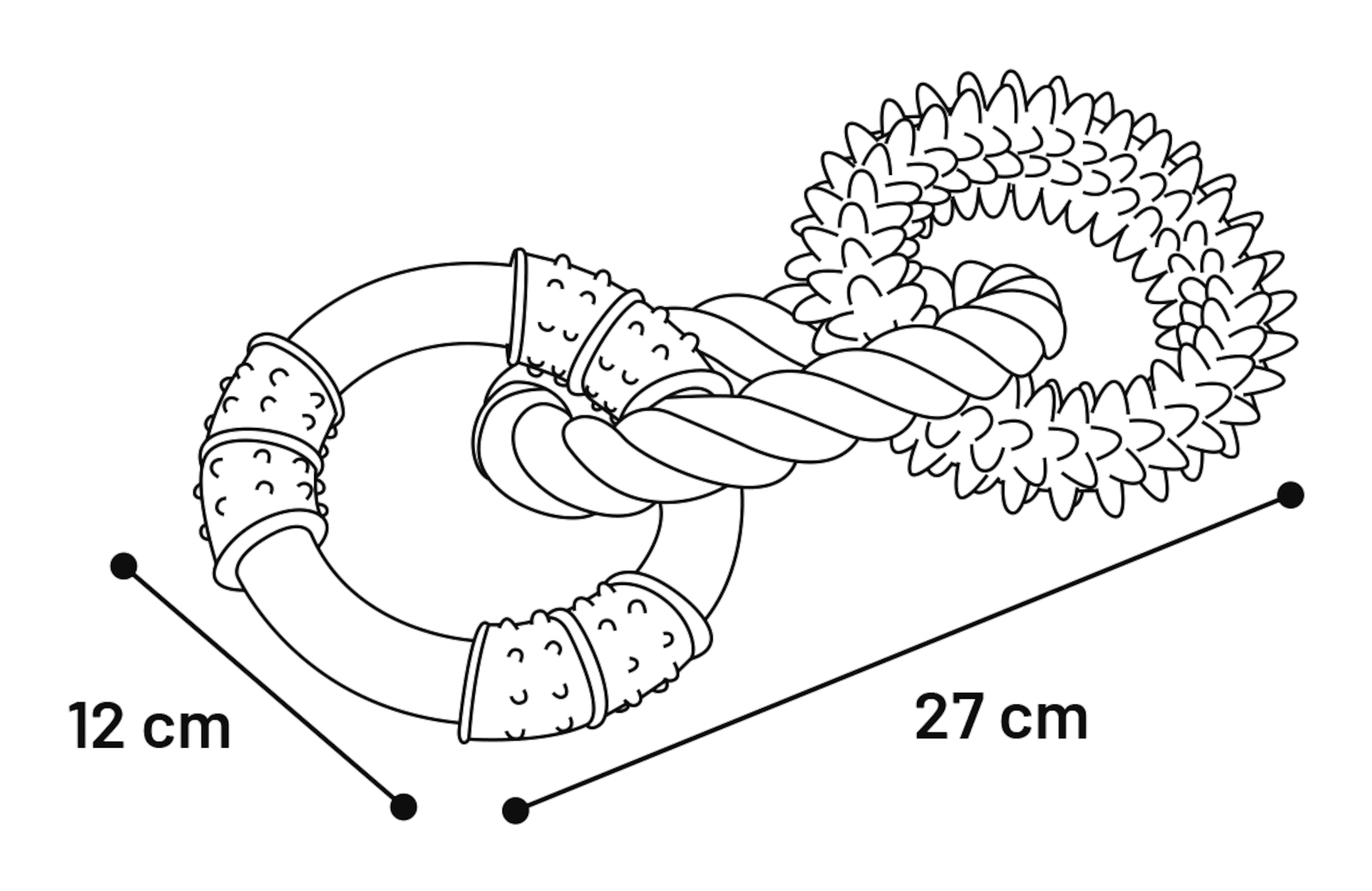 Flamingo Toy Canine Clean Denta toy Ring with rope with mint flavour