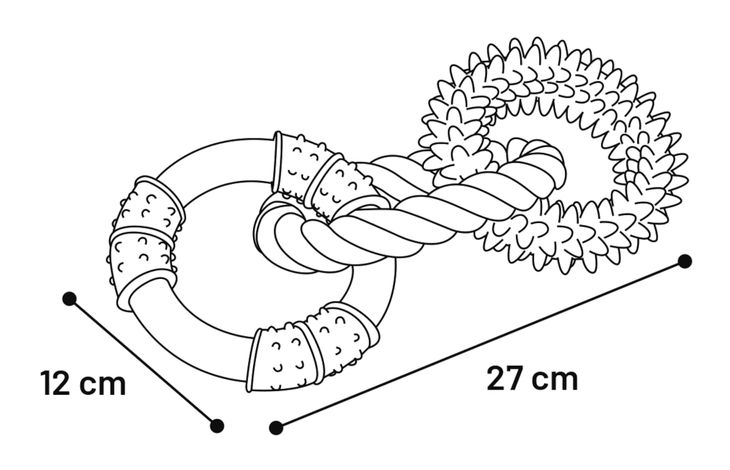 Flamingo Toy Canine Clean Denta toy Ring with rope with mint flavour