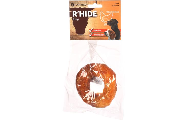 Flamingo Snacks R'Hide Ring Brown with chicken 10cm 110gr