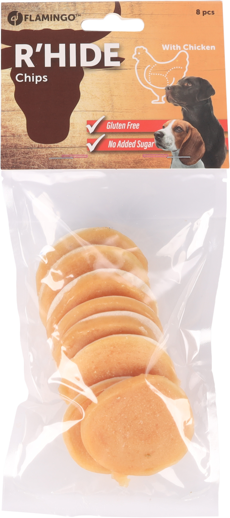 Flamingo Golosinas R'Hide Chips Blanco con pollo 6cm 12,5gr / 8 pzs 100gr