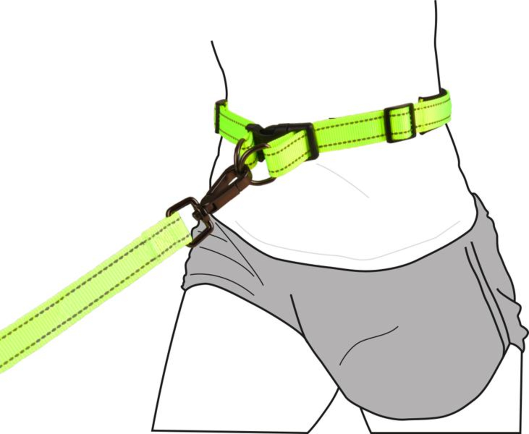 Flamingo Jogging leash with waist belt Diran Fluo yellow