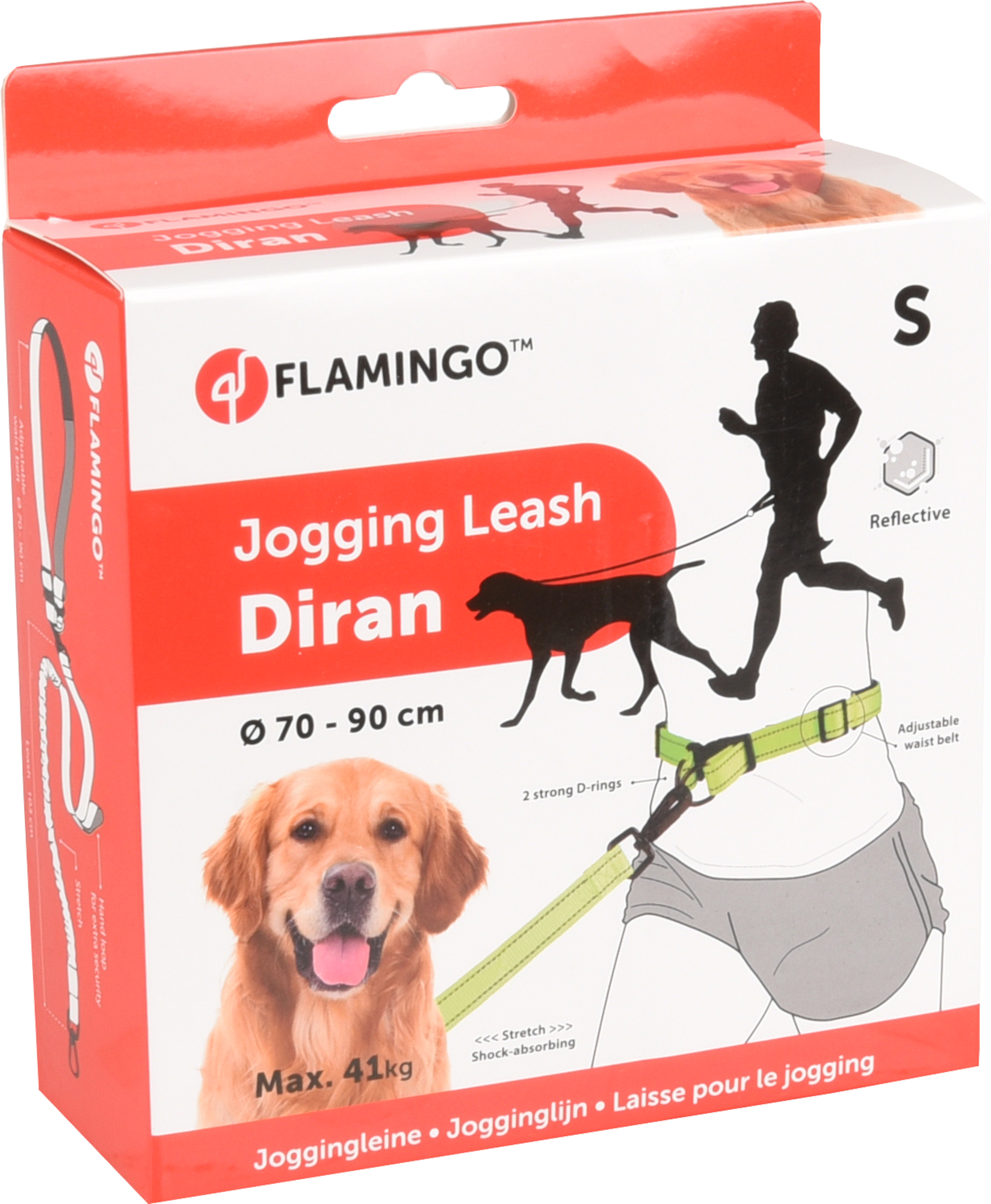 Flamingo Jogging leash with waist belt Diran Fluo yellow