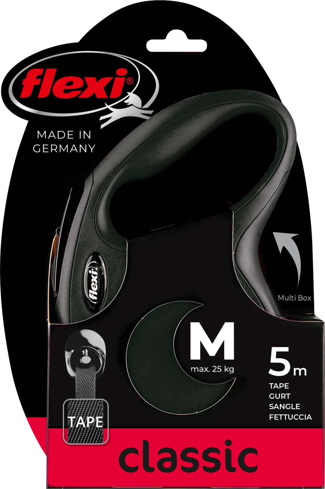 Flexi Flexi Roll-Leine New Classic Gurt Schwarz