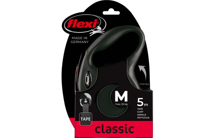 Flexi Flexi Retractable leash Classic Tape Black