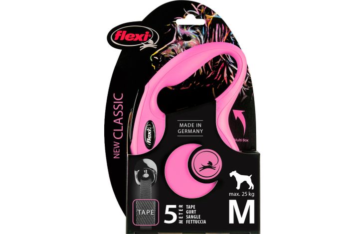 Flexi Retractable leash New Classic Tape Pink, 517236