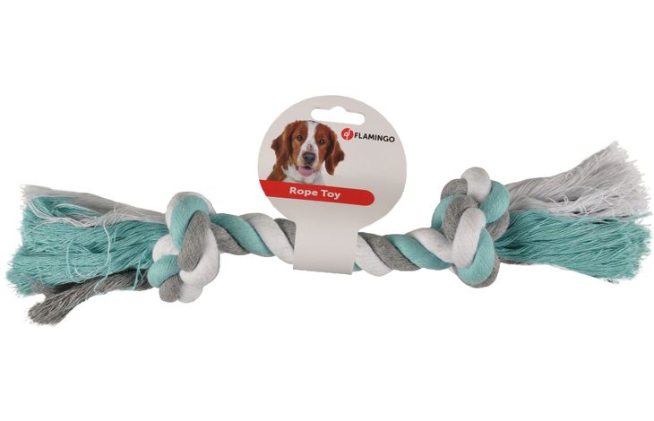 Flamingo Speelgoed Jim Touw met 2 knopen Muntgroen