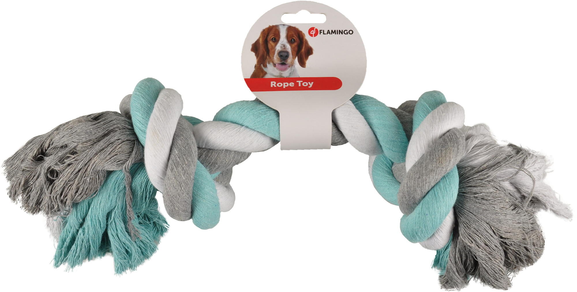 Flamingo Speelgoed Jim Touw met 2 knopen Muntgroen