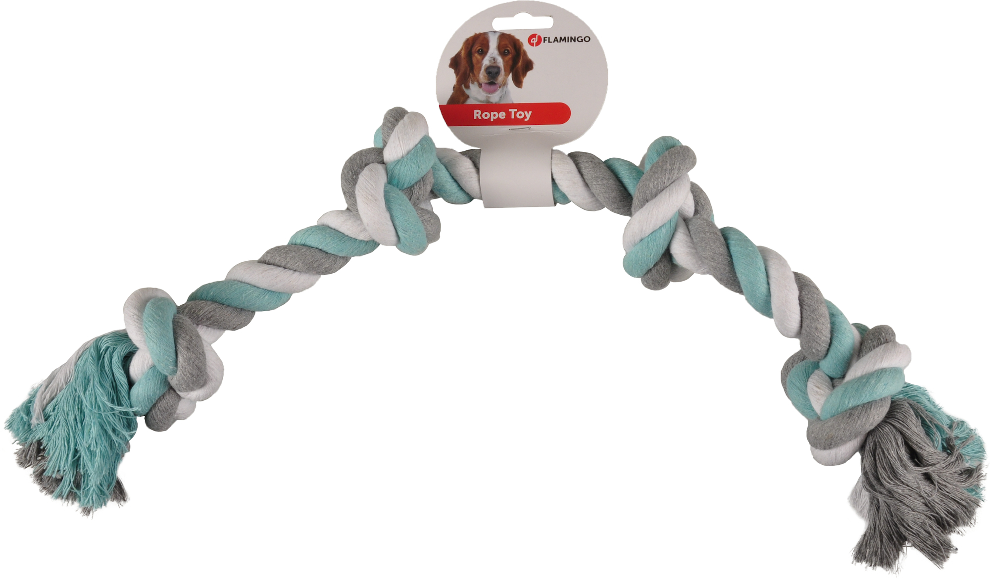 Flamingo Speelgoed Jim Touw met 4 knopen Muntgroen