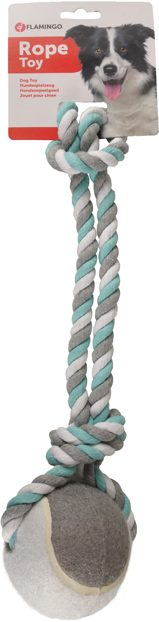 Flamingo Toy Jim Tug rope with tennis ball Mint green