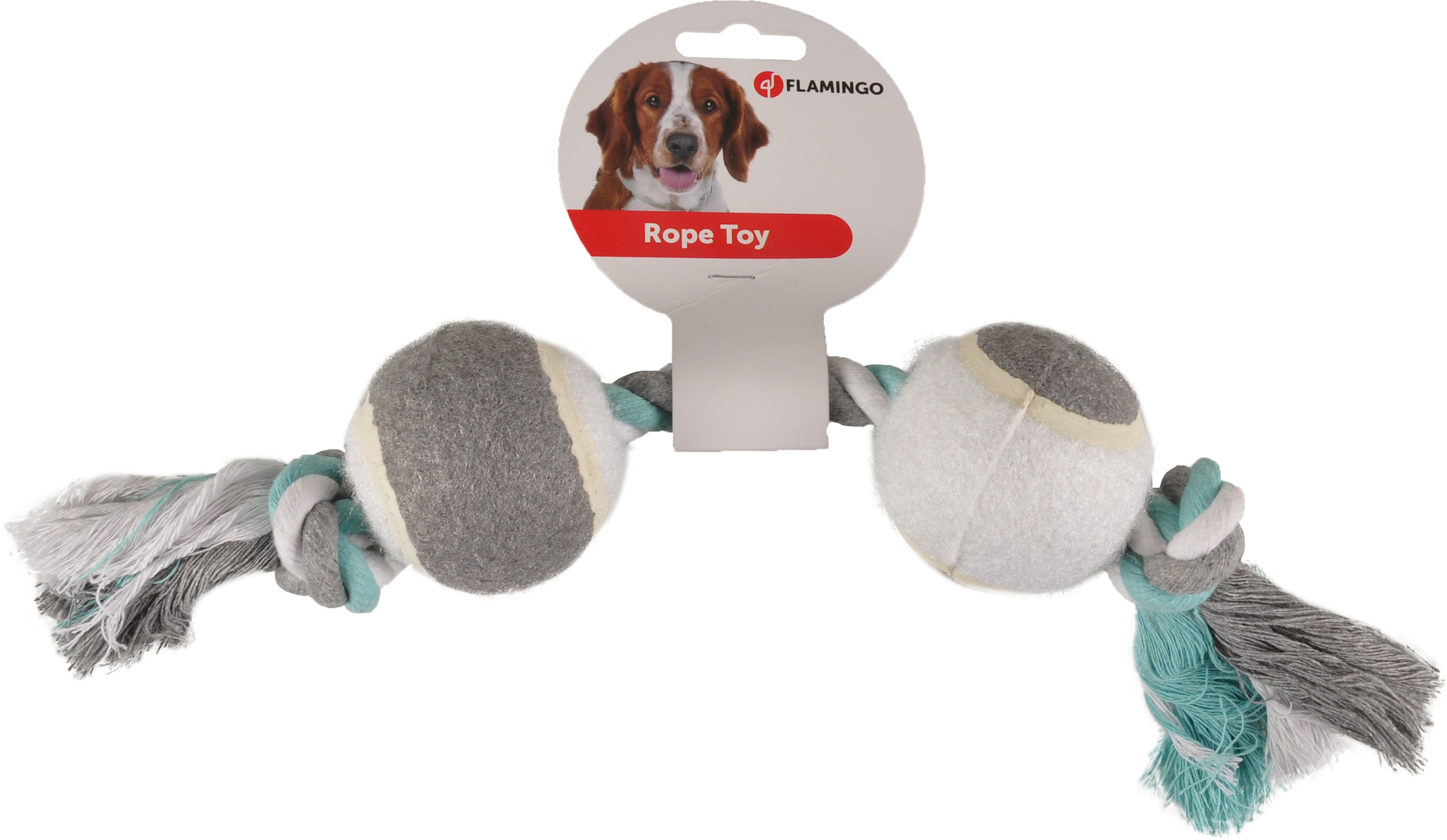 Flamingo Speelgoed Jim Touw Duo tennis met 2 knopen Muntgroen