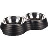 Feeding and drinking bowl Duo Dinner Aschau Black & Silver