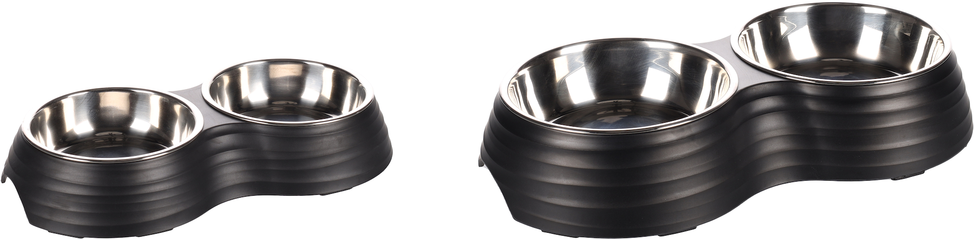 Flamingo Feeding and drinking bowl Duo Dinner Aschau Black & Silver