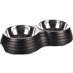 Feeding and drinking bowl Duo Dinner Aschau Black & Silver