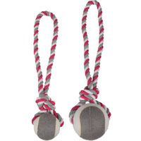 Flamingo Speelgoed Jim Trektouw met tennisbal Fuchsia