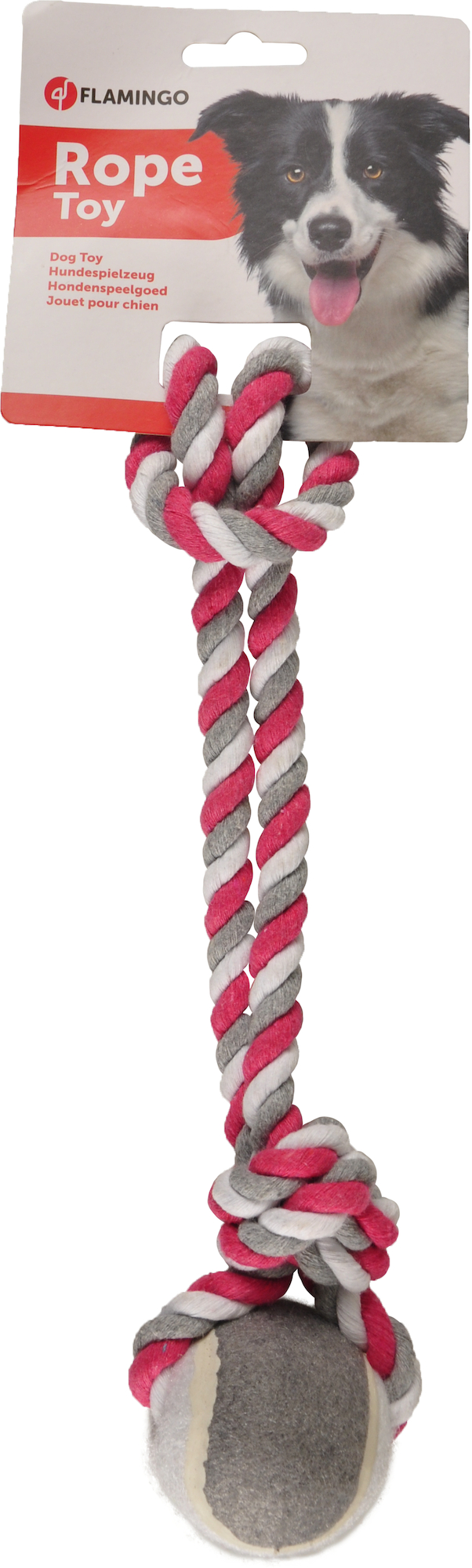 Flamingo Speelgoed Jim Trektouw met tennisbal Fuchsia