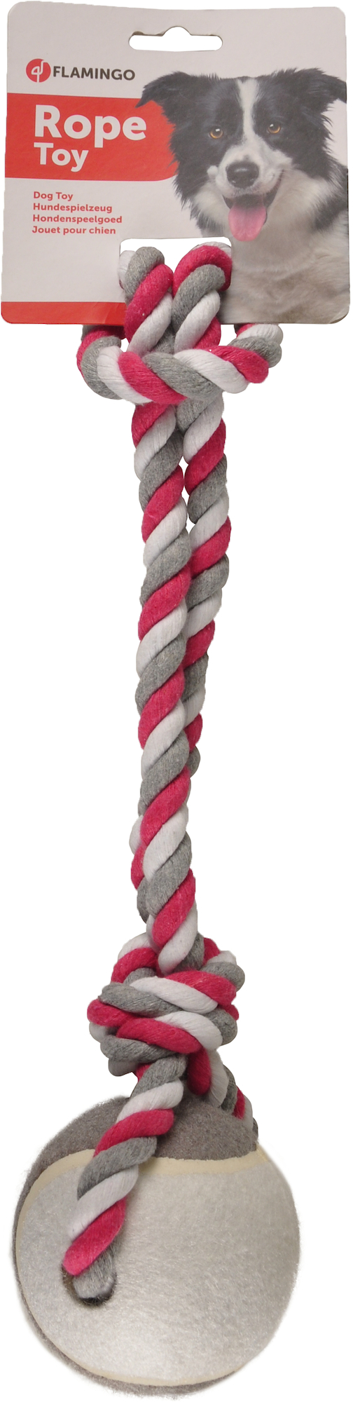 Flamingo Speelgoed Jim Trektouw met tennisbal met bal Fuchsia