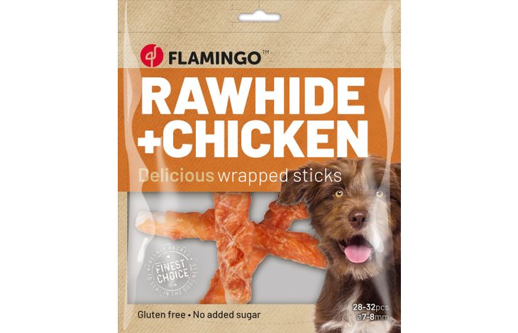 Flamingo Snack R'Hide Staaf Wit met kip 12cm 11-12,5gr / 28-32 st 350gr