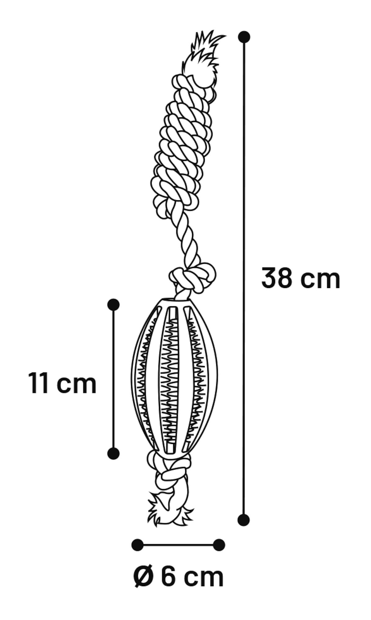 Flamingo Speelgoed Waylen Rugbybal Dental met touw Meerdere kleuren