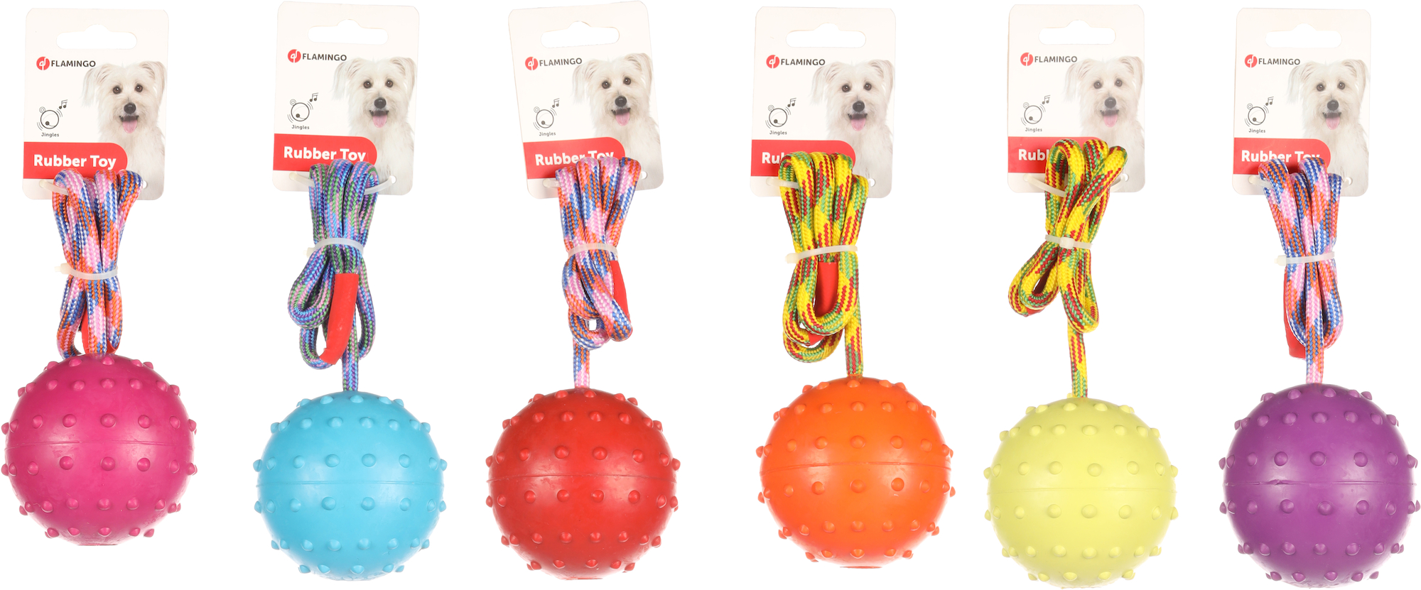 Flamingo Toy Rula Tug rope with ball Multiple colours