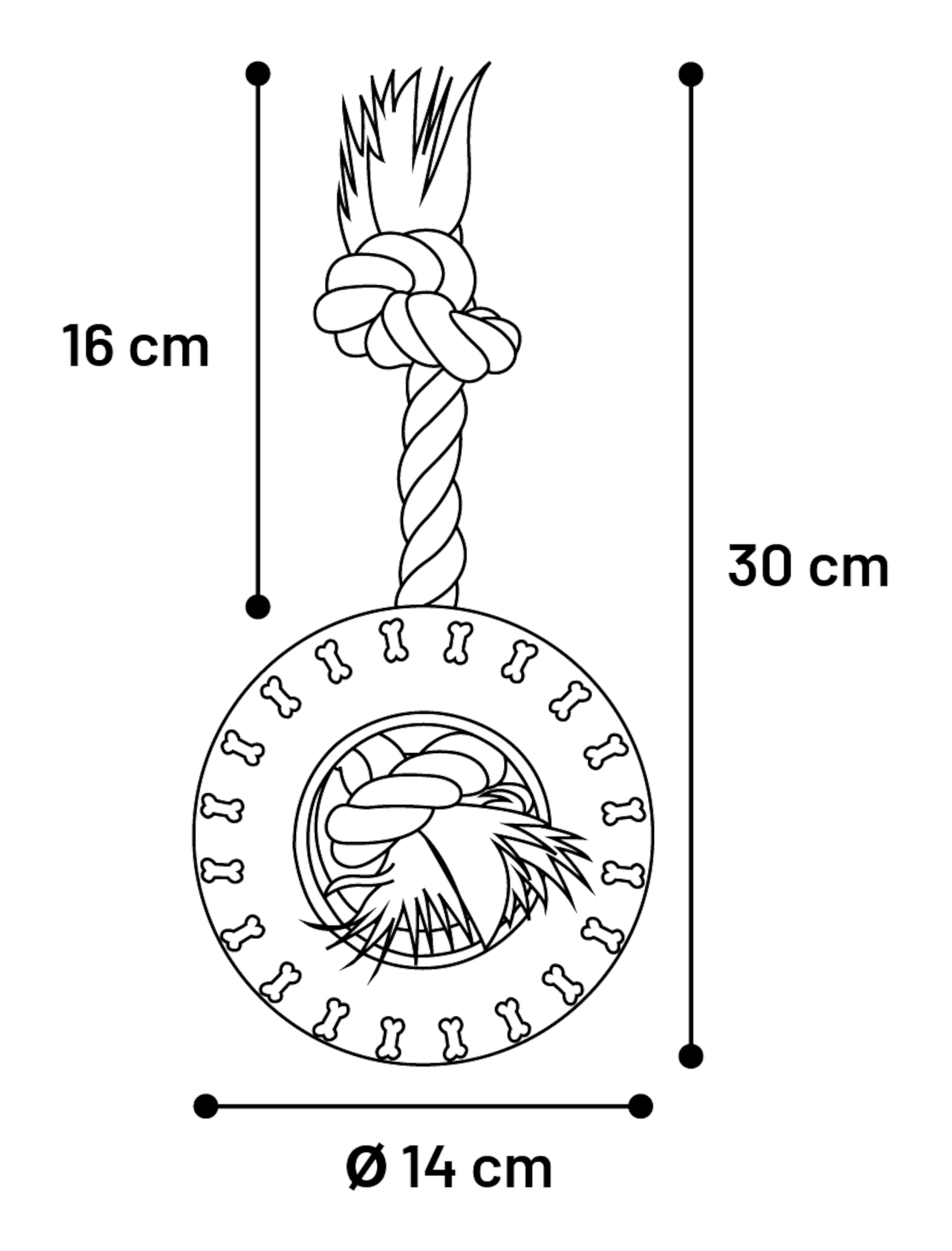 Flamingo Speelgoed Gladiator Band met touw Zwart