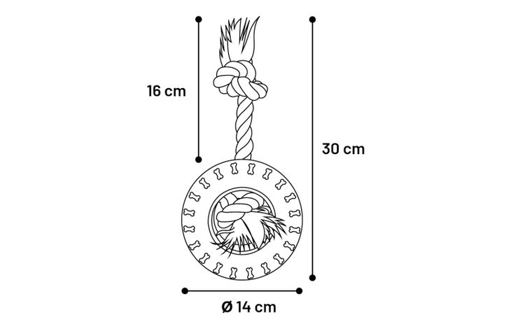 Flamingo Speelgoed Gladiator Band met touw Zwart