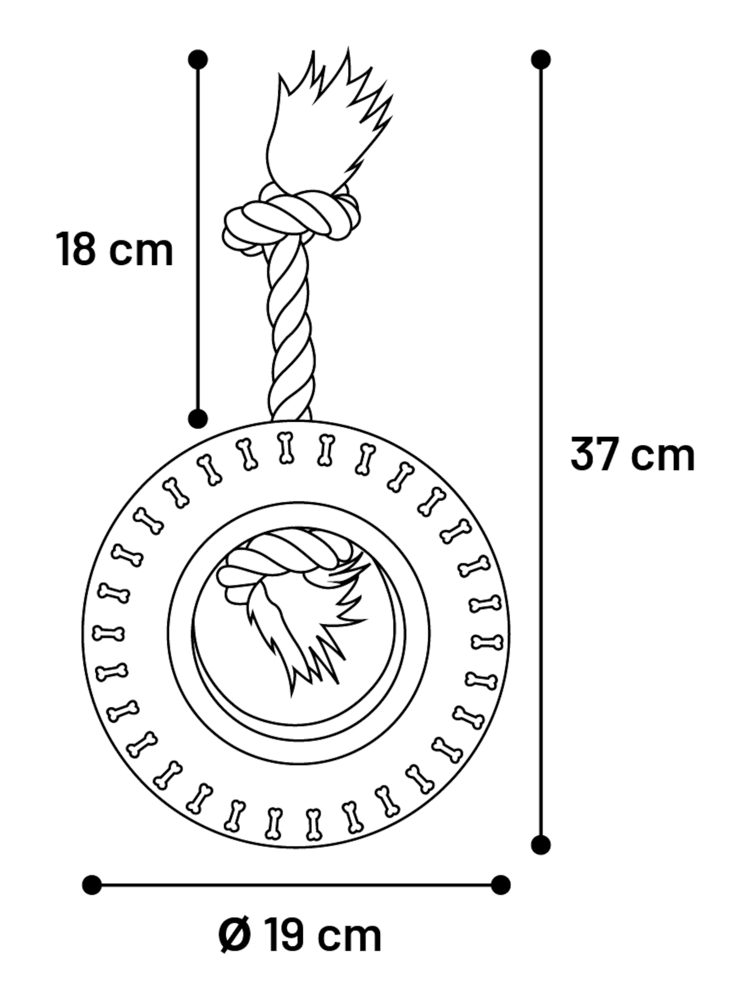 Flamingo Speelgoed Gladiator Band & Touw met 2 knopen Zwart