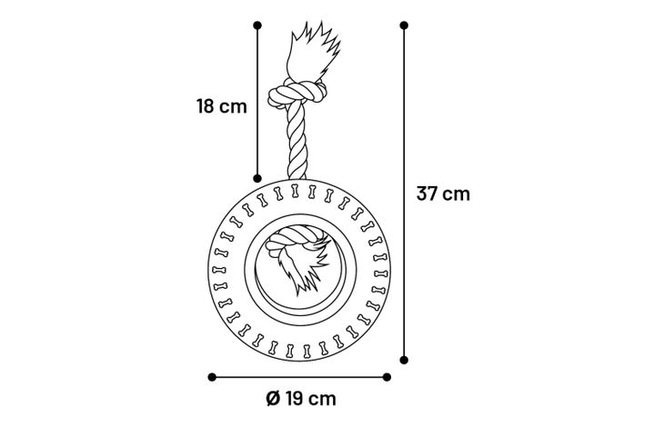 Flamingo Speelgoed Gladiator Band & Touw met 2 knopen Zwart