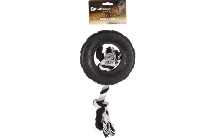 Flamingo Speelgoed Gladiator Band & Touw met 2 knopen Zwart